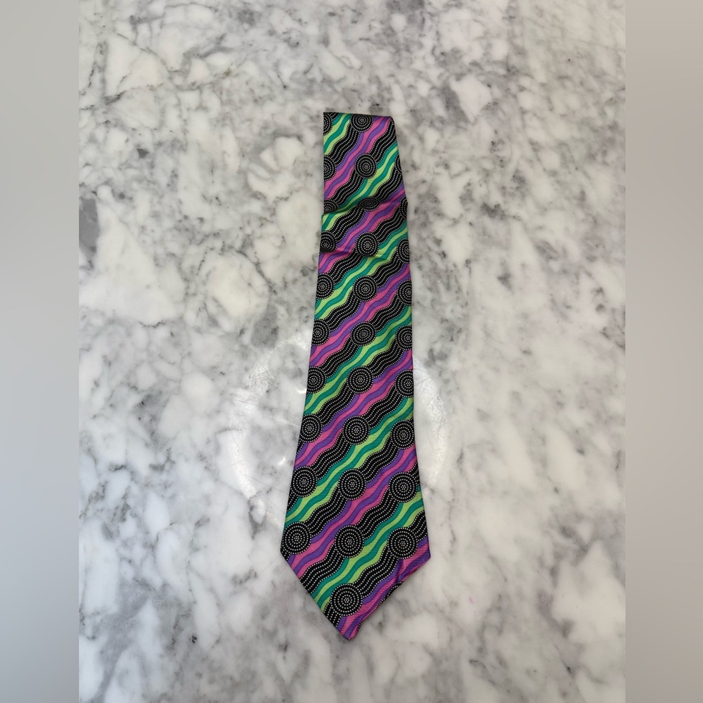 Versace Green and Purple Patterned Tie